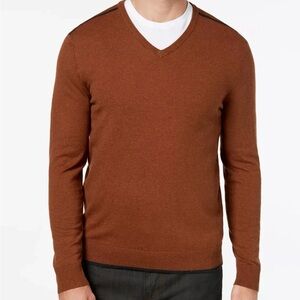 Alfani Promo V-Neck Sweater, Size XL, Color Cognac/Copper Brown